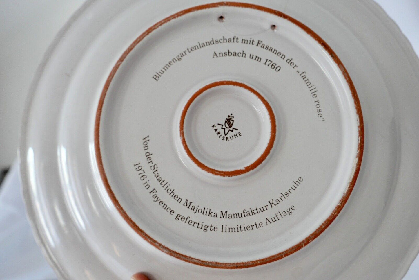 Wandteller Karlsruhe Majolika limitierte Auflage 1976 Ø 36 cm - Antikhandel-Stuttgart