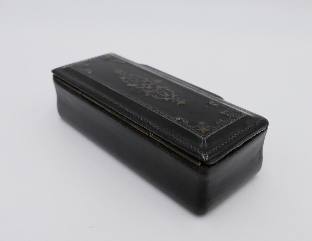 Antikes Döschen 90x38mm Frankreich schwarz Lack um 1880 Holzdose - Antikhandel-Stuttgart