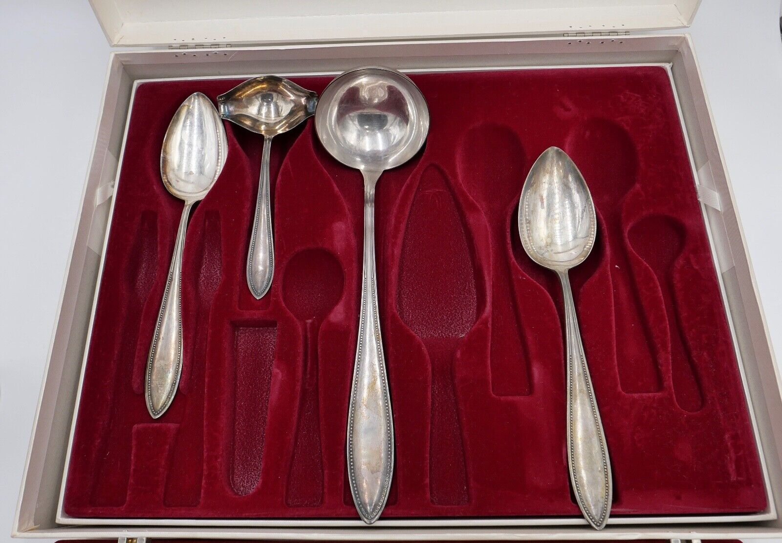29 tlg. 90er ähnl. WMF 500 Perlrand cutlery Besteck Gabel Löffel Schöpfer Set - Antikhandel-Stuttgart