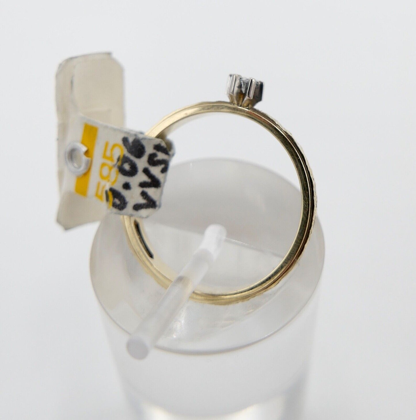 NEU m Etikett 90er Jahre Solitär Ring Gold 585 14K Brillant 0,06 Ct VVS 1 Gr. 53 - Antikhandel-Stuttgart