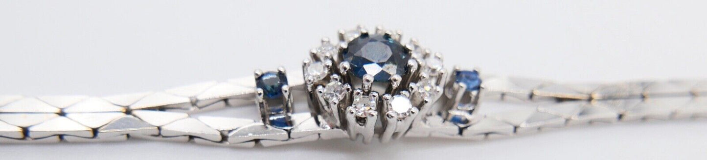 Diamant Saphir Armband 585 14K Weißgold 1970er 0,85 Ct VVS Top Wesselton - Antikhandel-Stuttgart