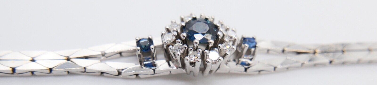 Diamant Saphir Armband 585 14K Weißgold 1970er 0,85 Ct VVS Top Wesselton - Antikhandel-Stuttgart
