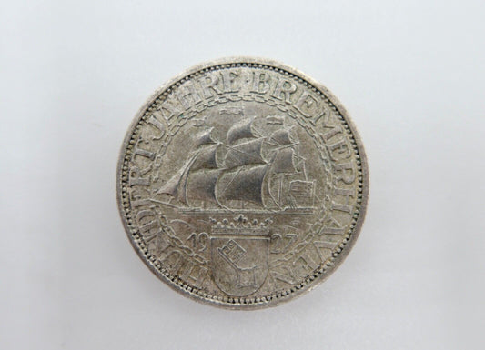 3 Mark Silber 1927 A 100 Jahre Bremerhaven Silbermünze Jäger J.325 - Antikhandel-Stuttgart