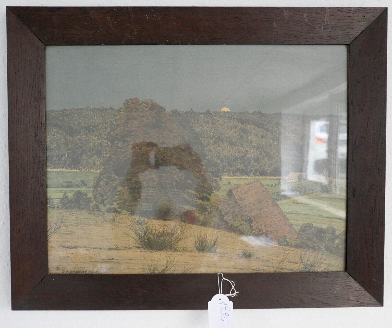 GUSTAV KAMPMANN 1859 - 1917 Farb - Lithographie " am Waldesrand " signiert - Antikhandel-Stuttgart