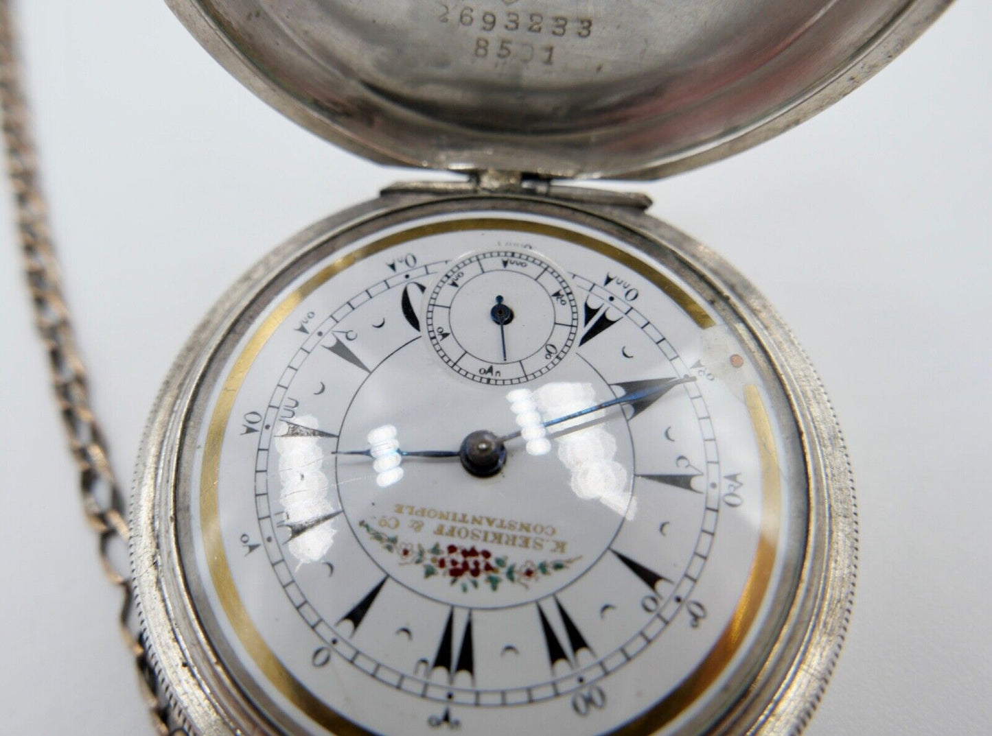 Antike Savonette Taschenuhr K. Serkisoff & Co 800 Silber Constantinople BILLODES - Antikhandel-Stuttgart