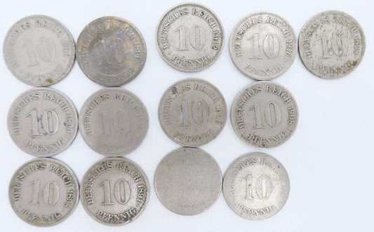 13x 10 Pfennig Kaiserreich 1891-1916 s - vz schön - vorzüglich Jäger J. 13 - Antikhandel-Stuttgart
