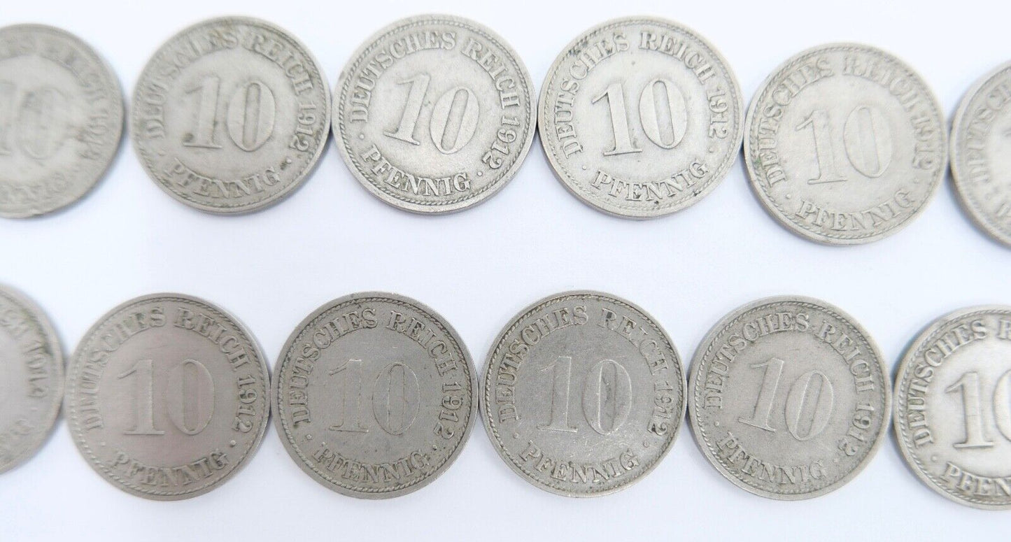 42x 10 Pfennig Kaiserreich 1912 1913 1914 1915 Jäger J. 13 ss-stg - Antikhandel-Stuttgart
