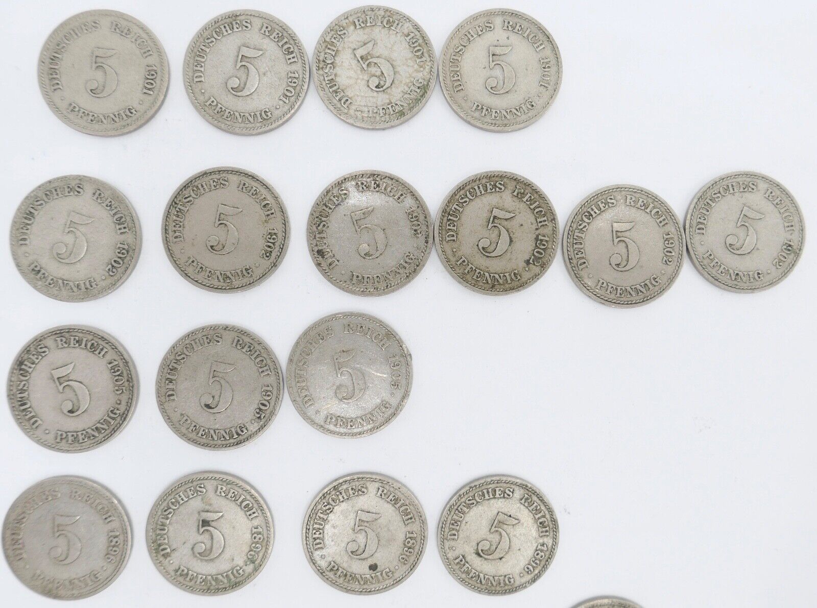 33x 5 Pfennig 1890 - 1905 A D E F G J großer Adler Jäger J.12 ss - stg - Antikhandel-Stuttgart