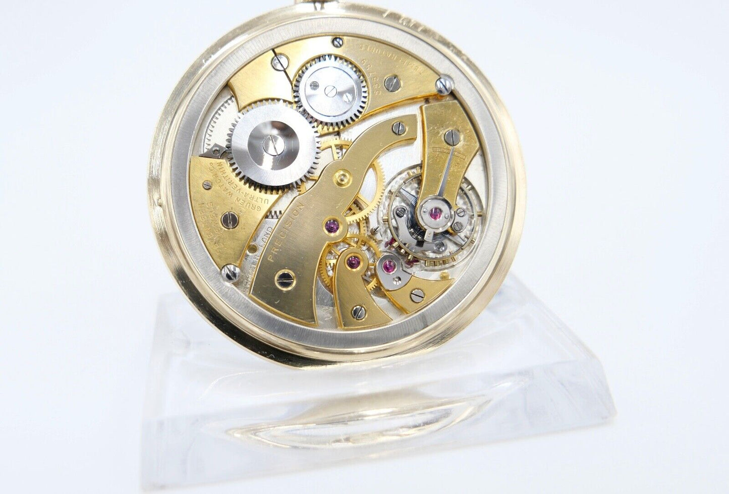 Taschenuhr Alpina Grün 585 / 14K GOLD 45mm Ultra Verithin Precision / UV Uhrwerk - Antikhandel-Stuttgart