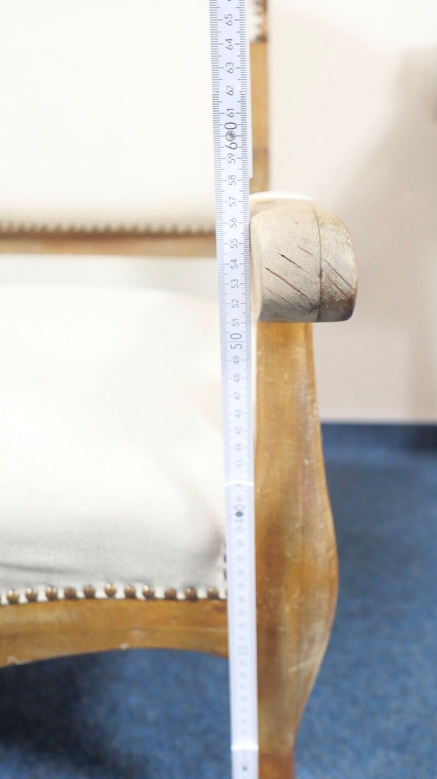 antik Ohrenbackensessel um 1860 Stuhl Sessel Eiche creme - Antikhandel-Stuttgart