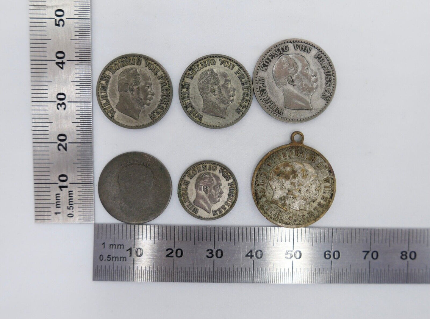 5x Preußen Groschen 1x Medaille 3. Kaiserreich Silber Groschen - Antikhandel-Stuttgart