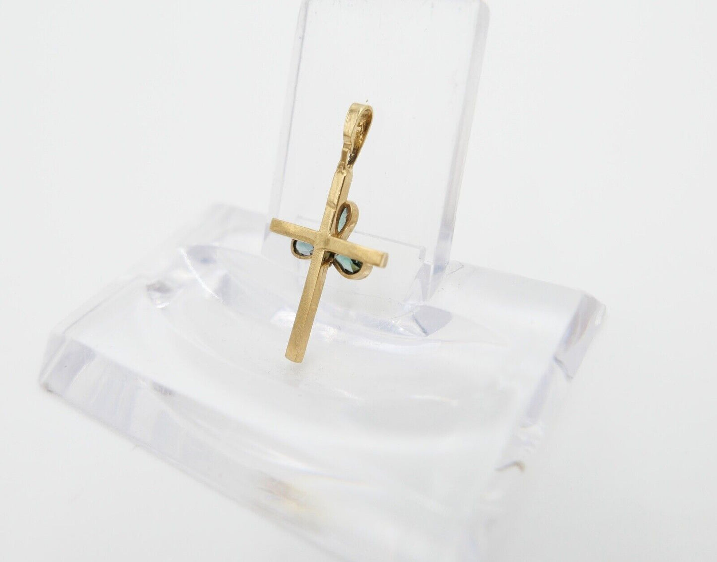 40er Jahre Kreuz Anhänger 333 / 8K Gelbgold Gold Kreuzanhänger Turmalin Tropfen - Antikhandel-Stuttgart