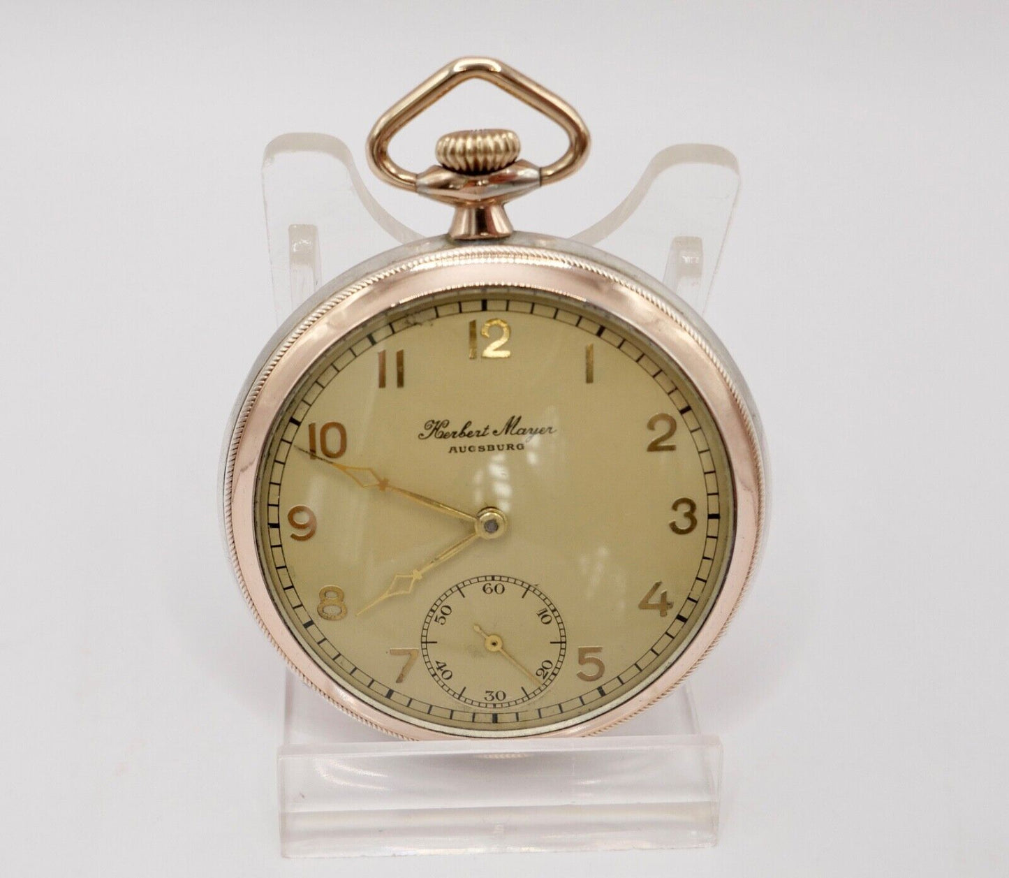 HERBERT MAYER Augsburg Open Face 800 Silber Taschenuhr RW Robert Winter 50mm - Antikhandel-Stuttgart