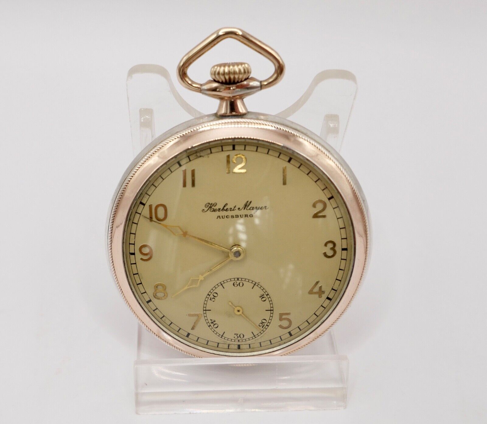 HERBERT MAYER Augsburg Open Face 800 Silber Taschenuhr RW Robert Winter 50mm - Antikhandel-Stuttgart