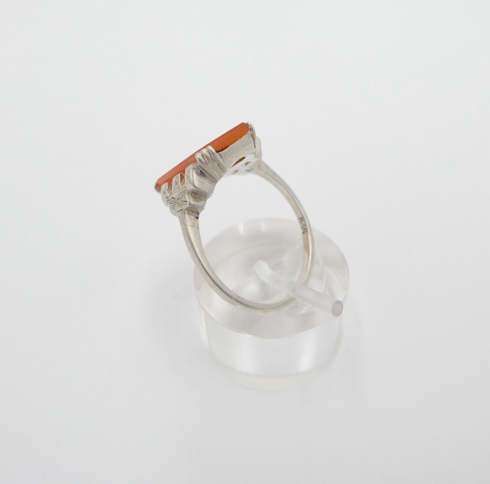 Art Deco Damenring 835 Silber Gr. 63 mit Karneol - Antikhandel-Stuttgart