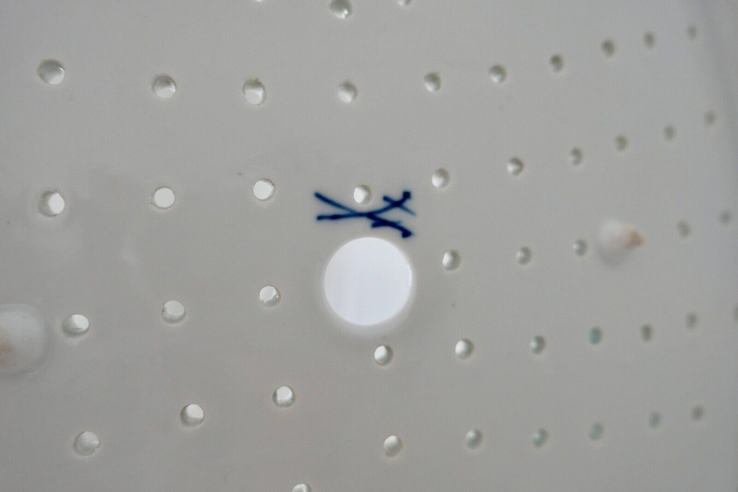 Seltene Meissen Loch Platte Tablett Weiß mit Goldrand 42x27 cm Knaufzeit 1. Wahl - Antikhandel-Stuttgart