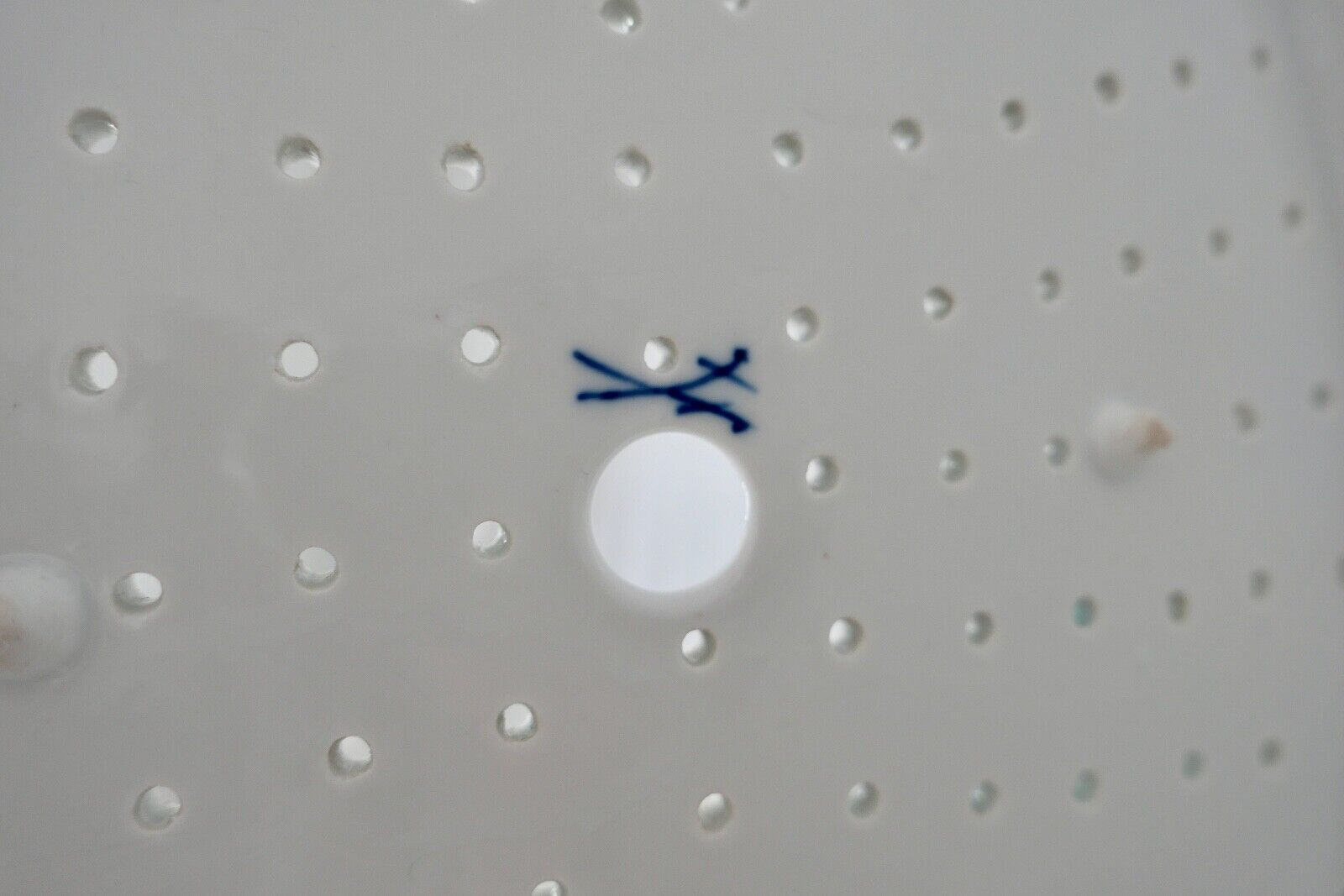 Seltene Meissen Loch Platte Tablett Weiß mit Goldrand 42x27 cm Knaufzeit 1. Wahl - Antikhandel-Stuttgart