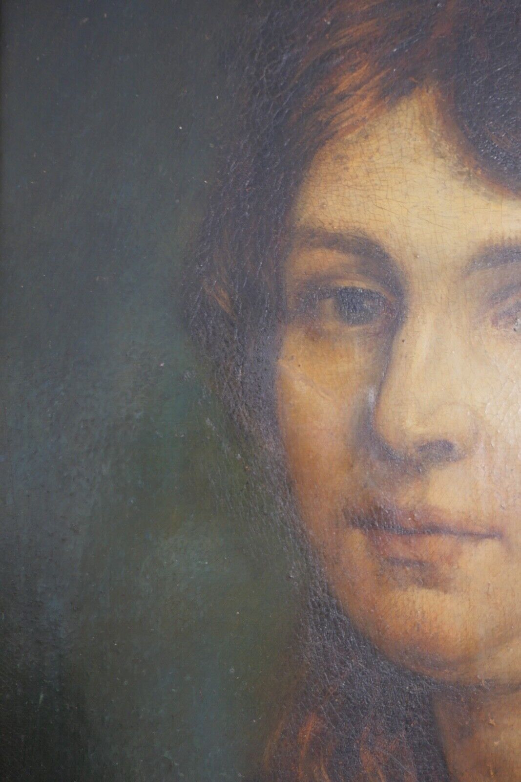 62 x 52 cm antikes Gemälde Portrait einer Frau R. Monnard Lyon 1850 Öl auf Holz - Antikhandel-Stuttgart