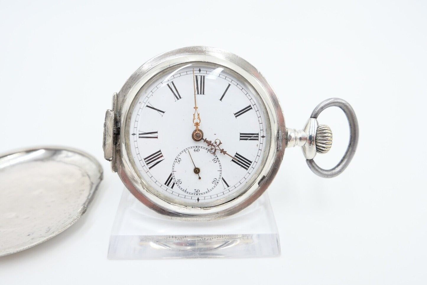 große antike Silber Savonette Taschenuhr Ø 53 mm um 1900 Olgetta funktionsfähig - Antikhandel-Stuttgart