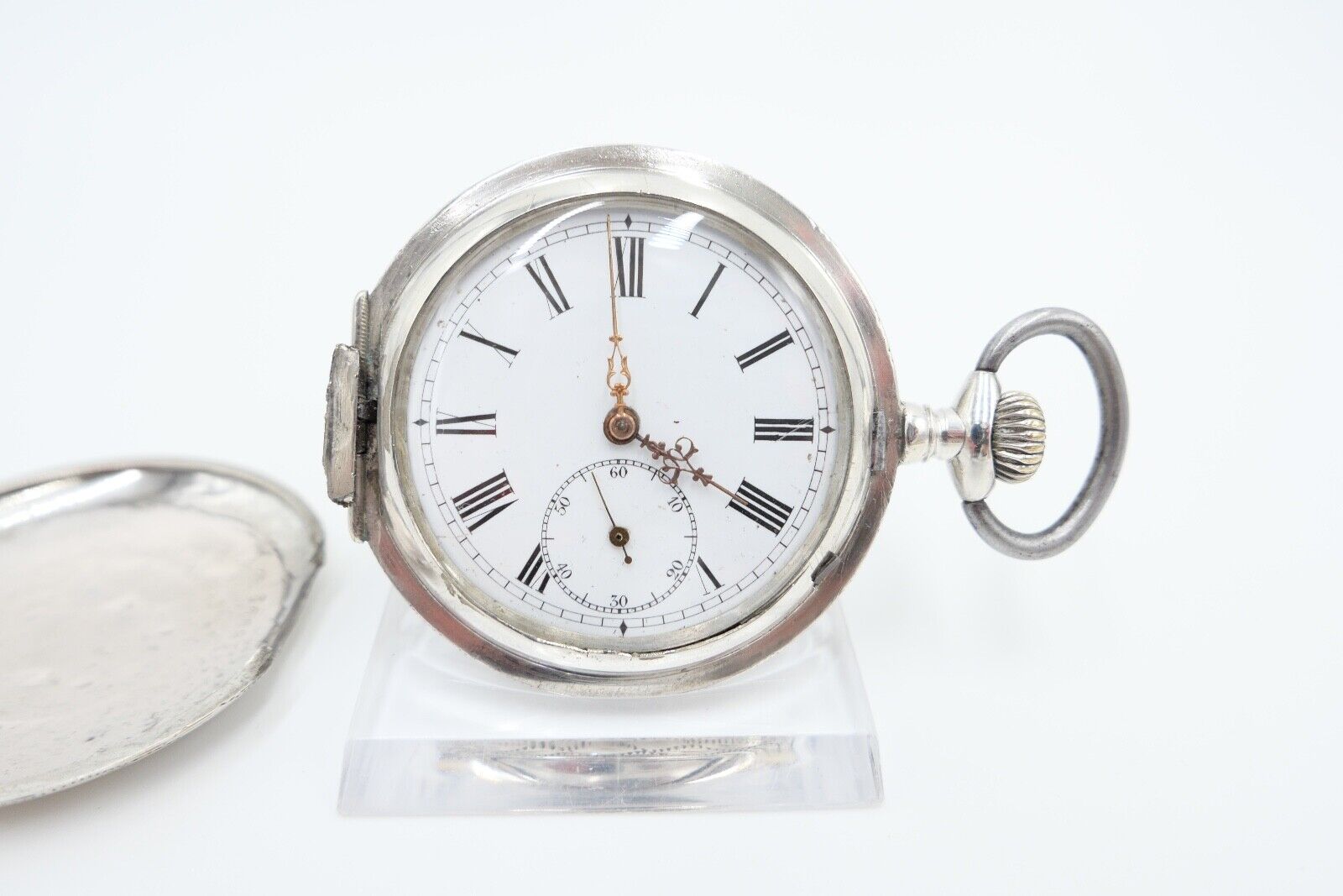 große antike Silber Savonette Taschenuhr Ø 53 mm um 1900 Olgetta funktionsfähig - Antikhandel-Stuttgart