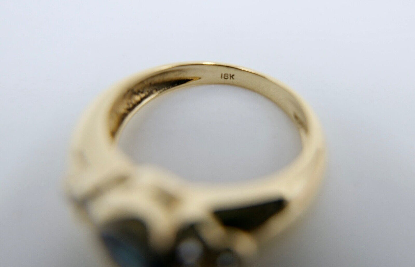 1980er massiver 750 18K Damen Gelbgold Ring 1,3 Ct Brillant & Saphir Gr. 53 - Antikhandel-Stuttgart