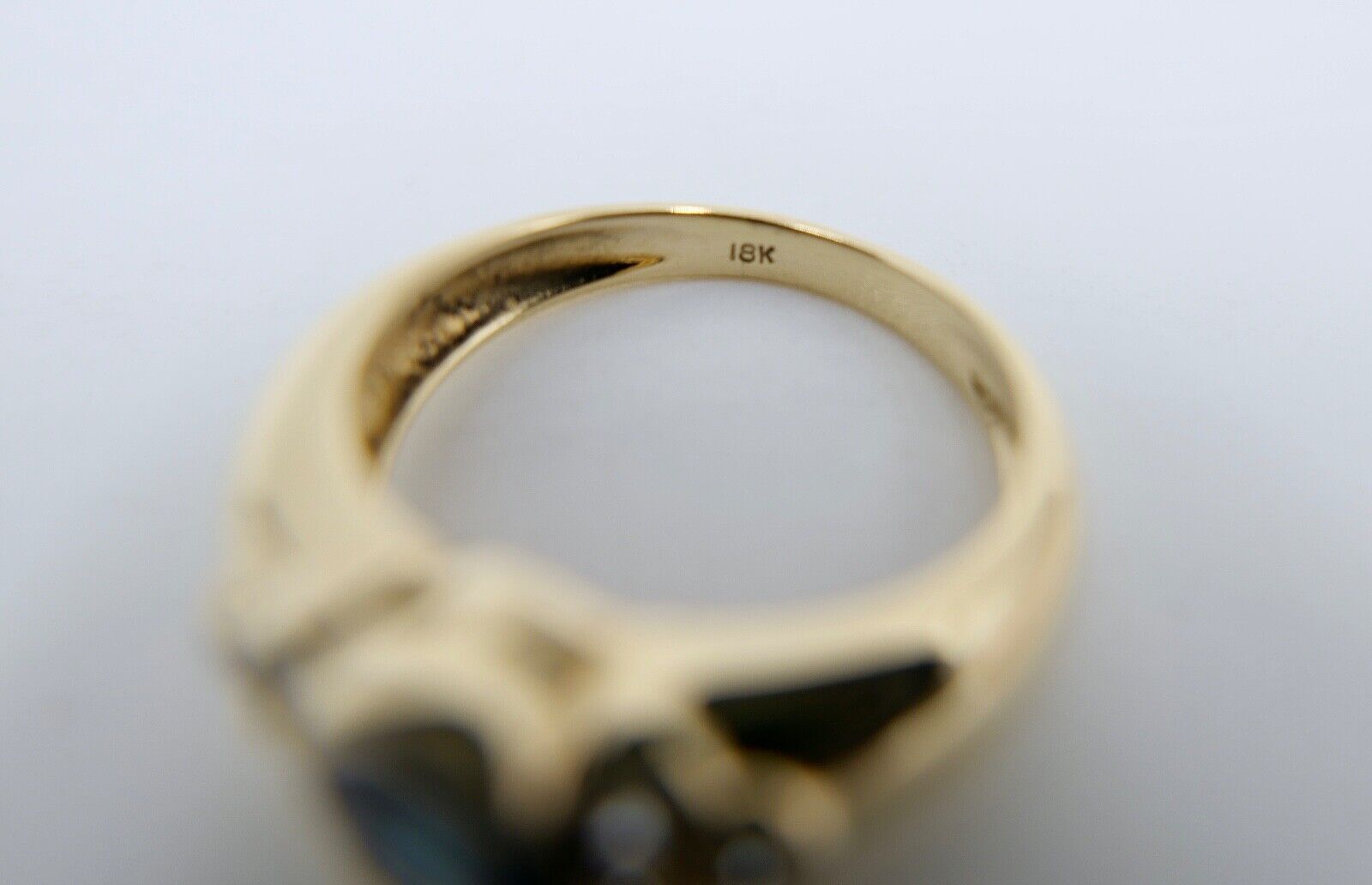 1980er massiver 750 18K Damen Gelbgold Ring 1,3 Ct Brillant & Saphir Gr. 53 - Antikhandel-Stuttgart