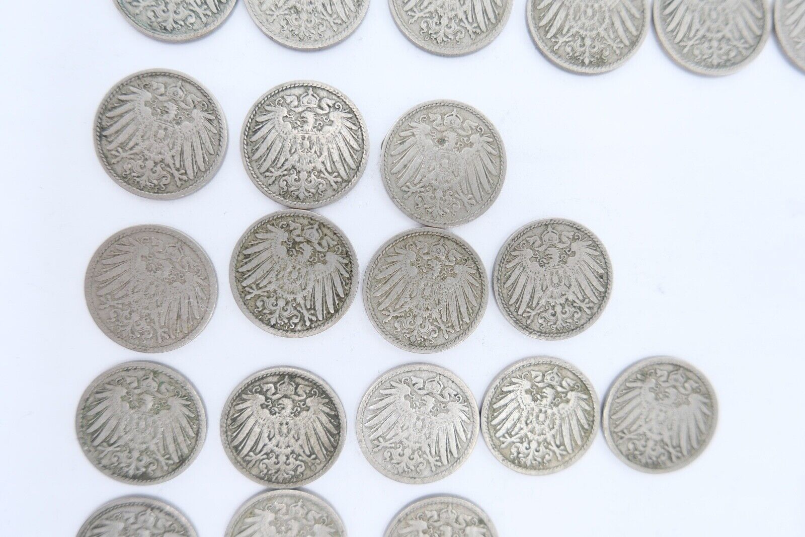 33x 5 Pfennig 1890 - 1905 A D E F G J großer Adler Jäger J.12 ss - stg - Antikhandel-Stuttgart