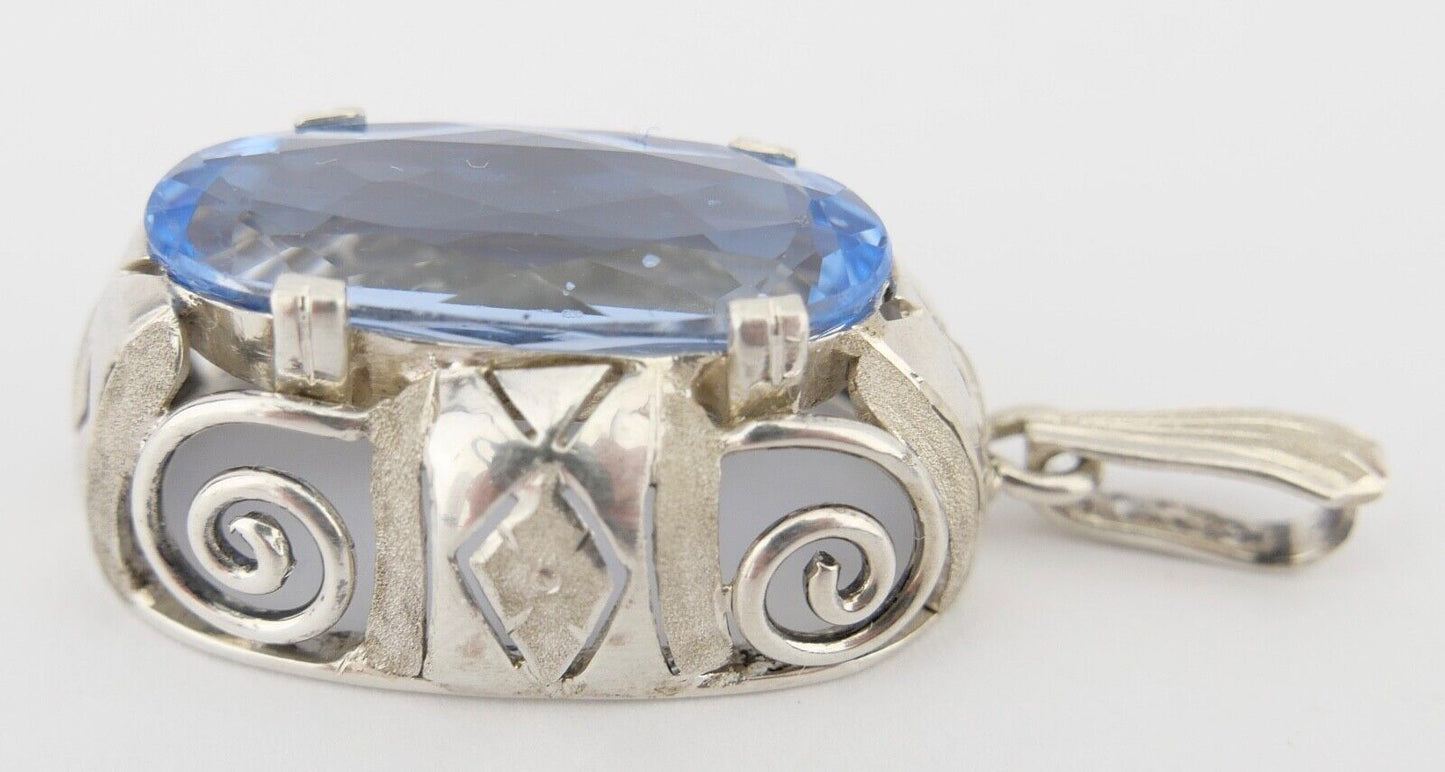 Schön Art Deco 835 Silber Anhänger Synthetisch Spinell Ø 4,2 cm pendant um 1930 - Antikhandel-Stuttgart