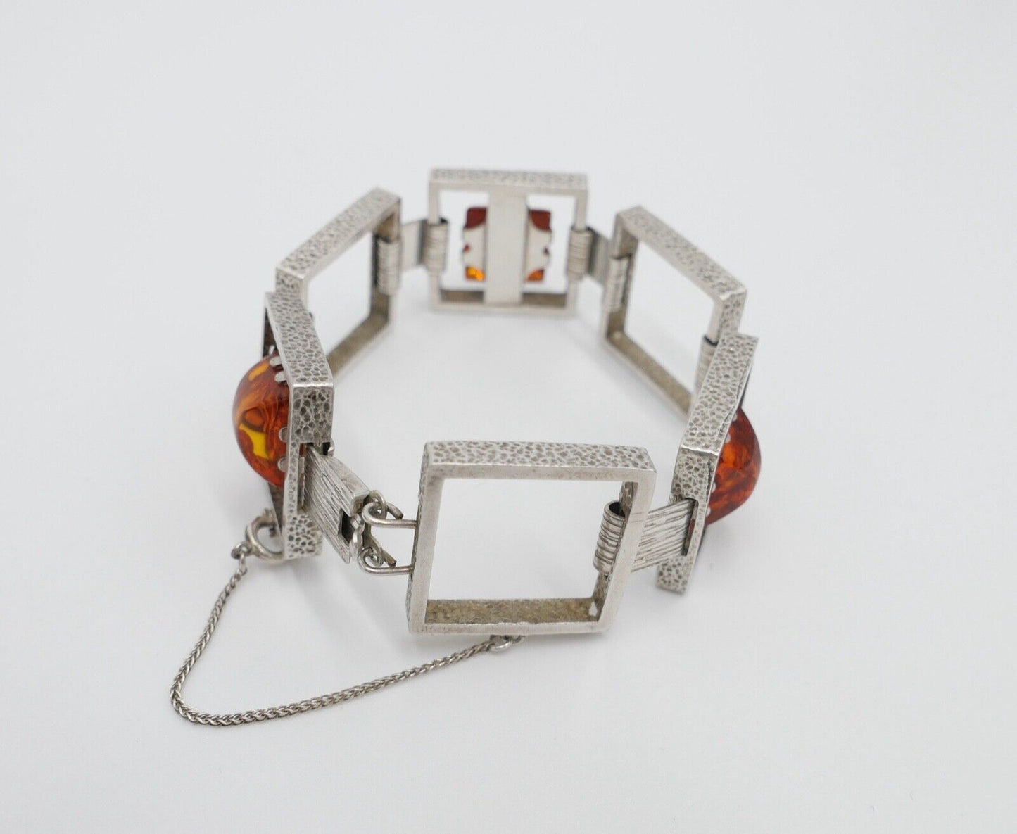 vinatge FISCHLAND Bernstein Armband 58,6 gr silber 835 Amber - Antikhandel-Stuttgart