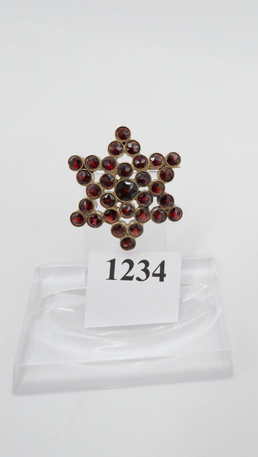 alte Stern Granat Brosche vergoldet 4,8 gr - Antikhandel-Stuttgart