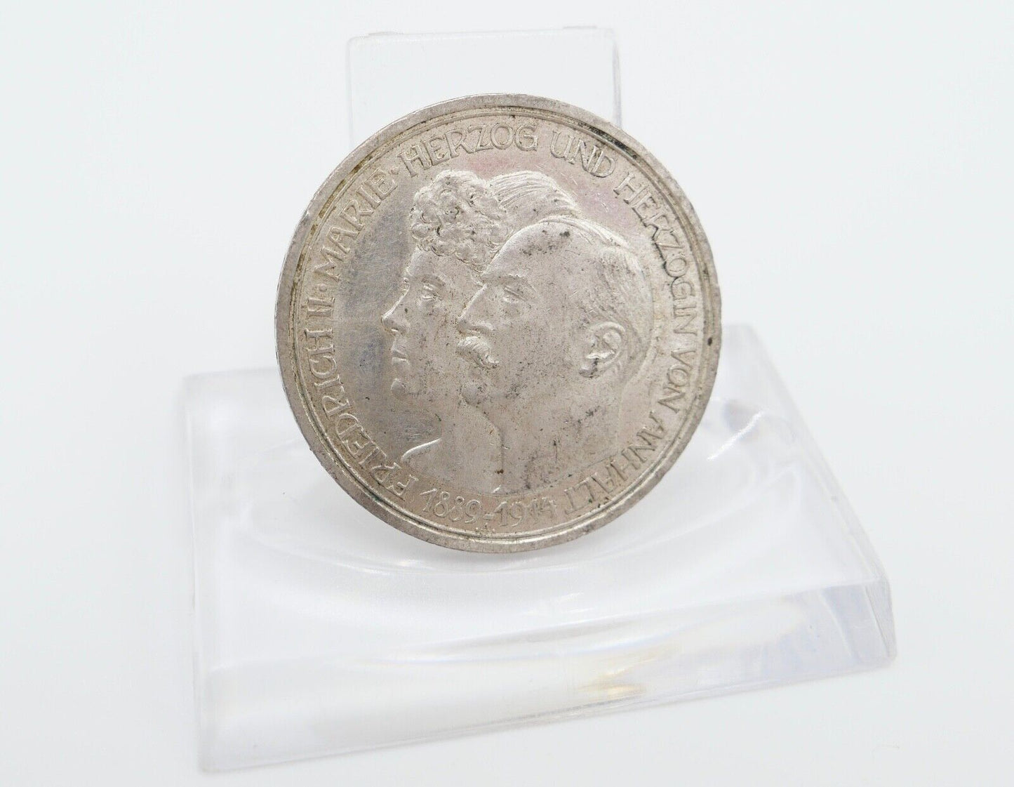 Silberhochzeit von Anhalt Friedrich II. Marie 3 Mark 1914 A Jäger J.24 VZ-STG - Antikhandel-Stuttgart