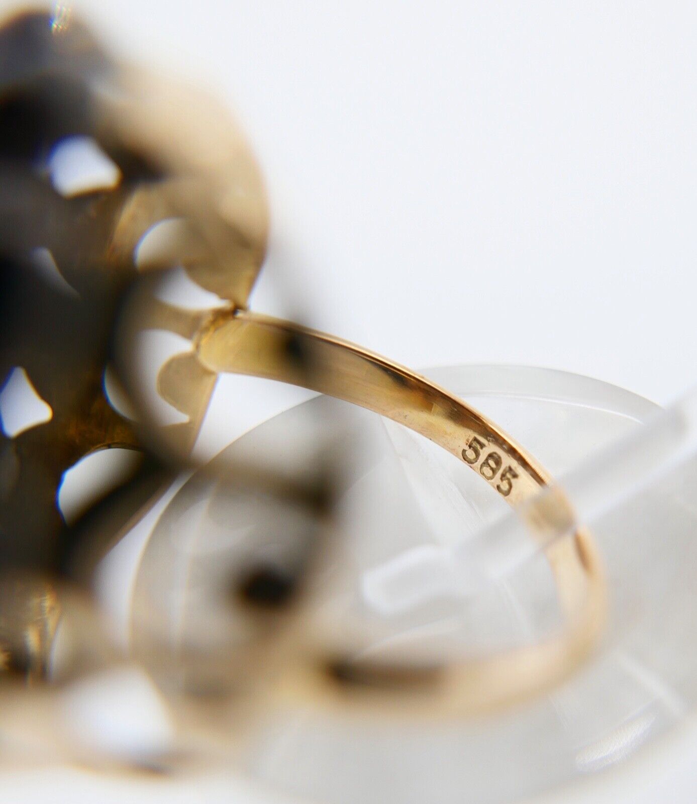 Antik Damen Granat Gelbgold Ring 585 14K Gr. 53 5,96 Ct Meisterpunze Krone - Antikhandel-Stuttgart