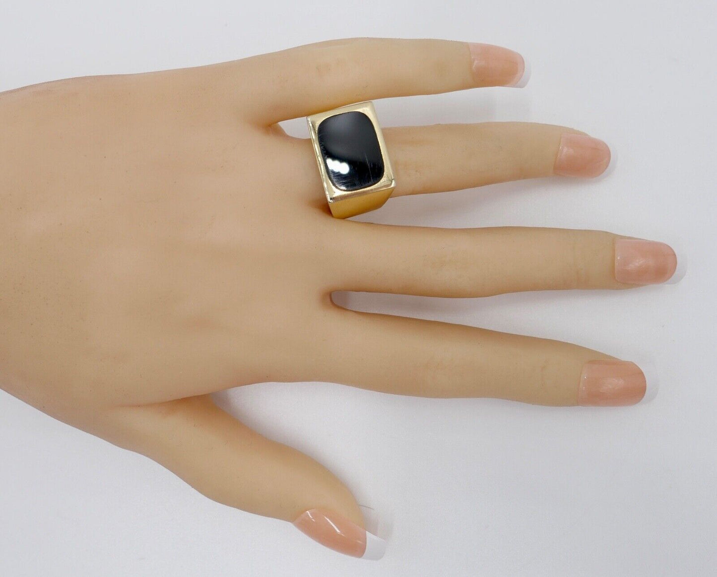 Alter Siegelring Herrenring Ring 835 Silber / Vergoldet Gr. 60-61 mit ONYX - Antikhandel-Stuttgart