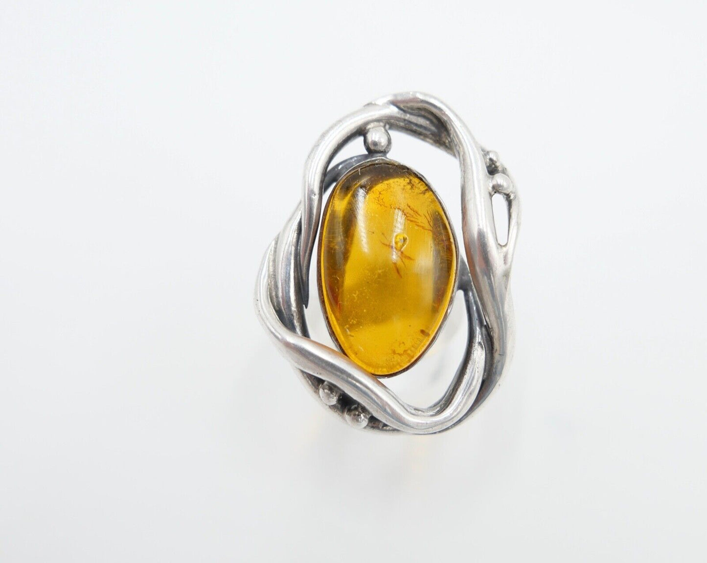 80er Jahre Designer Ring Bernstein Silber 925 Gr. 59 Frauenkopf G Danzig Polen - Antikhandel-Stuttgart