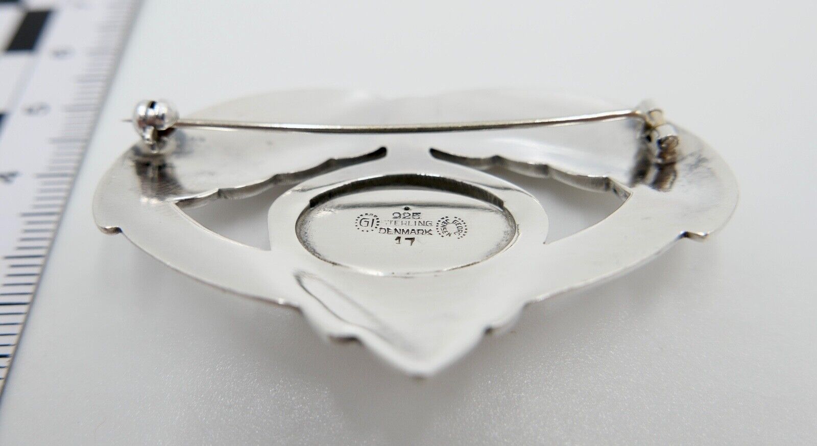 Alte große Georg Jensen 925 Sterling Silber Brosche GJ Pinienzapfen Artischocke - Antikhandel-Stuttgart