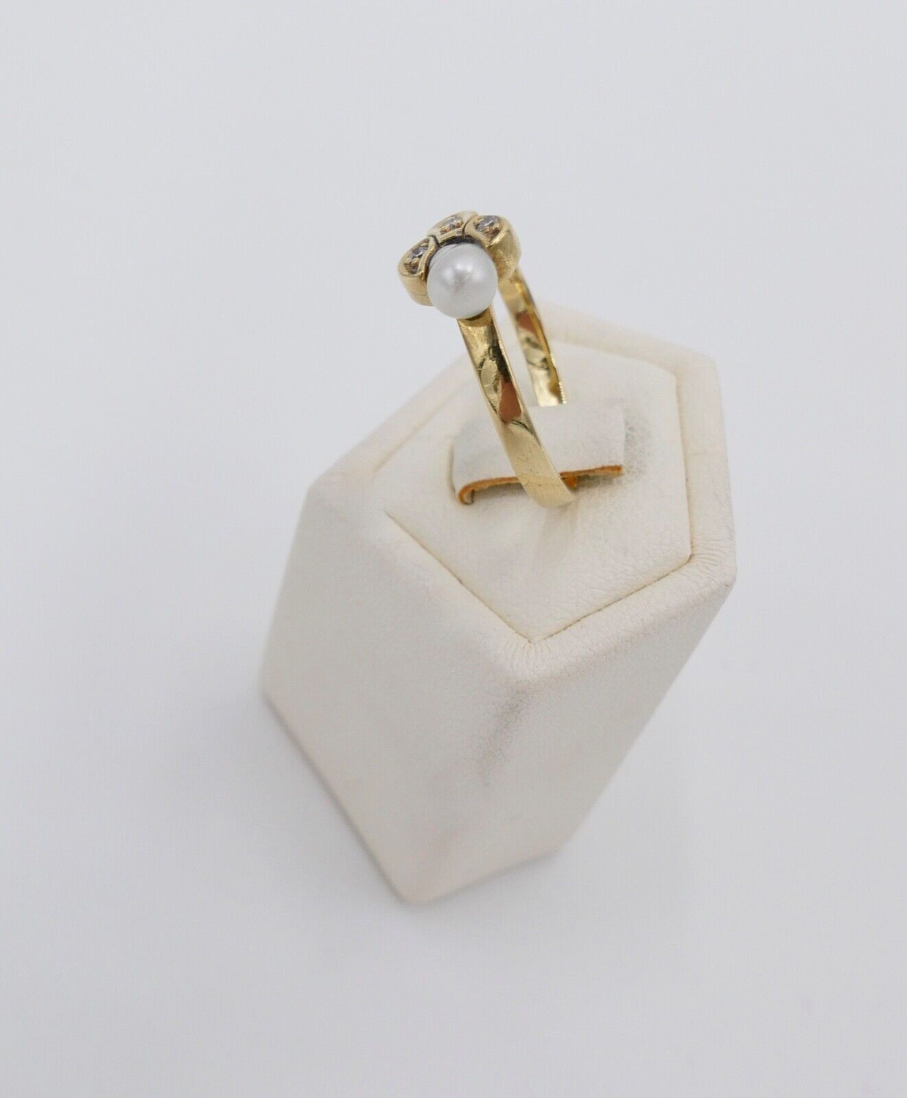 Eleganter Gelbgold Diamant / Perle Damen Ring 585 14K Gr. 55 - Antikhandel-Stuttgart