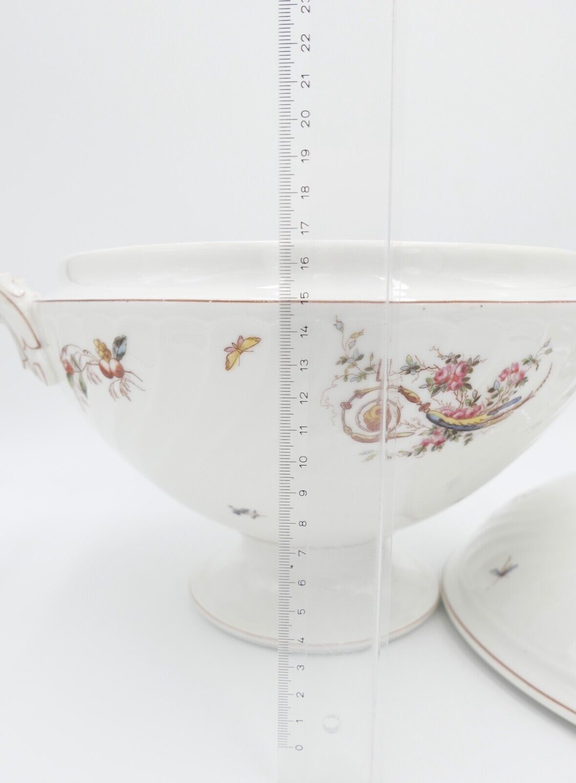 um 1900 große JUGENDSTIL XL Suppenterrine florales Dekor Blumenmuster Gravur - Antikhandel-Stuttgart