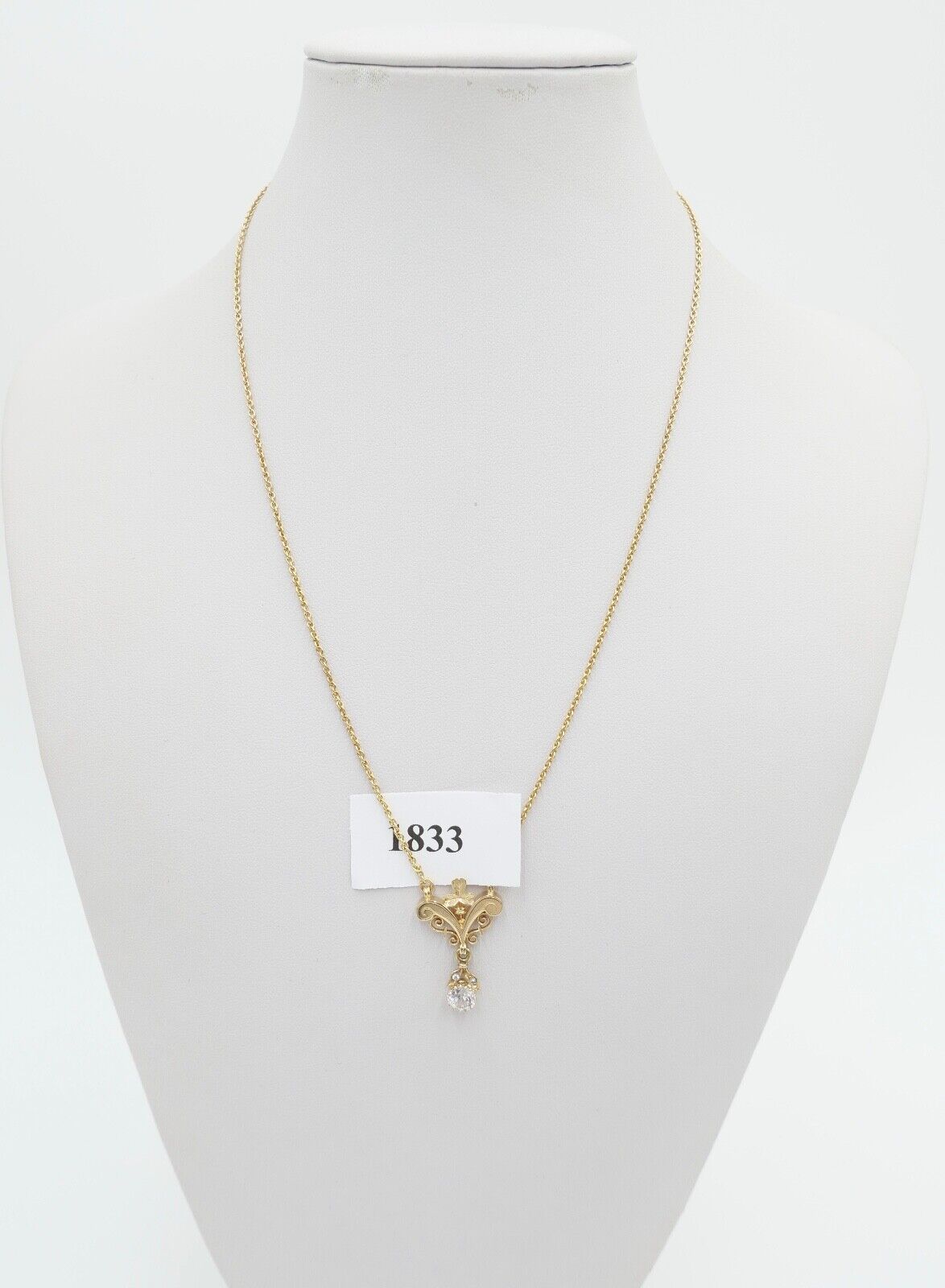 70er Jahre Collier vergoldet 47 cm Spinell Anhänger um 1860 - Antikhandel-Stuttgart