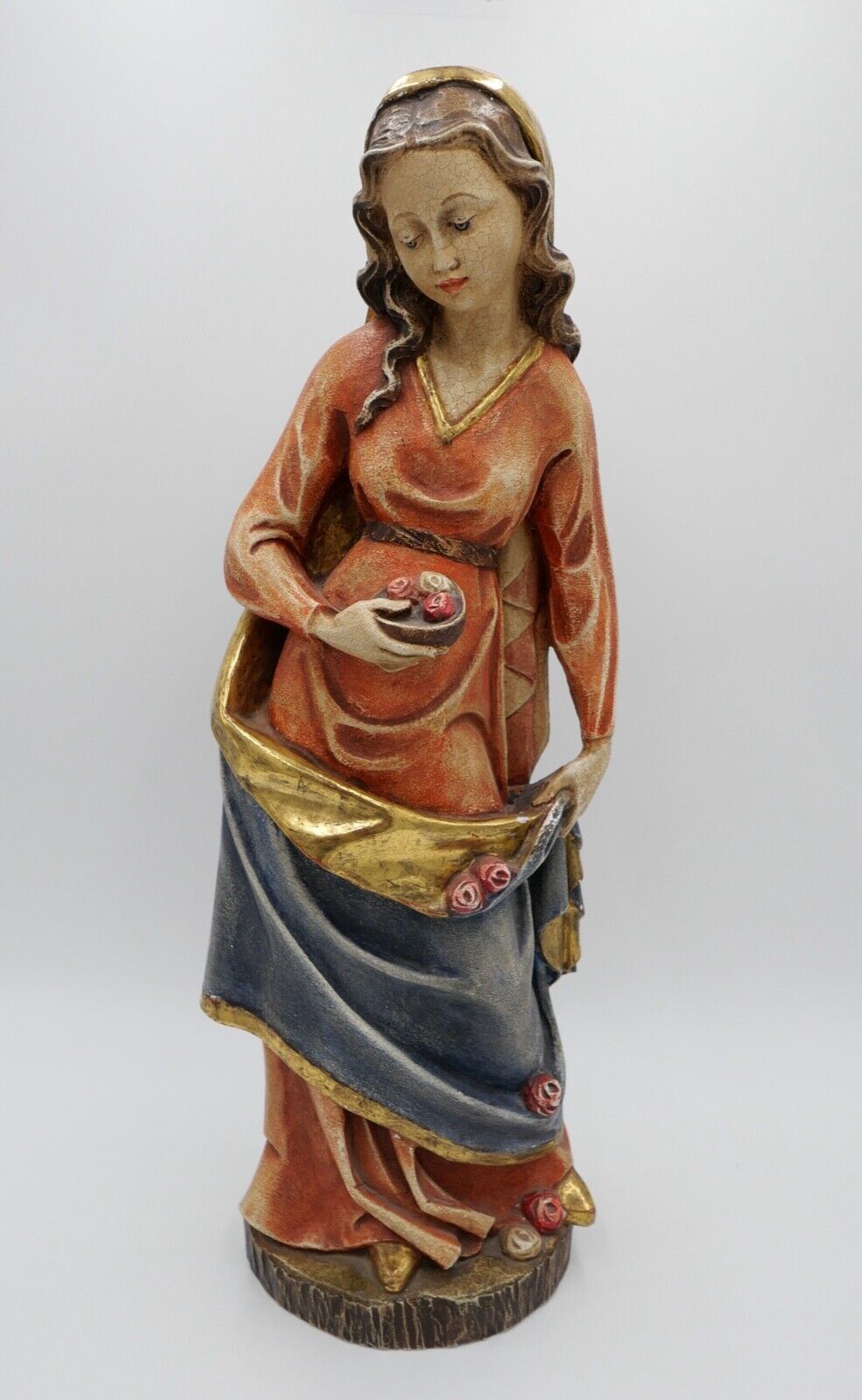 Alte Holzfigur 53cm Holz Heilige Elisabeth Schnitzer Adolf Kasslatter SÜDTIROL - Antikhandel-Stuttgart