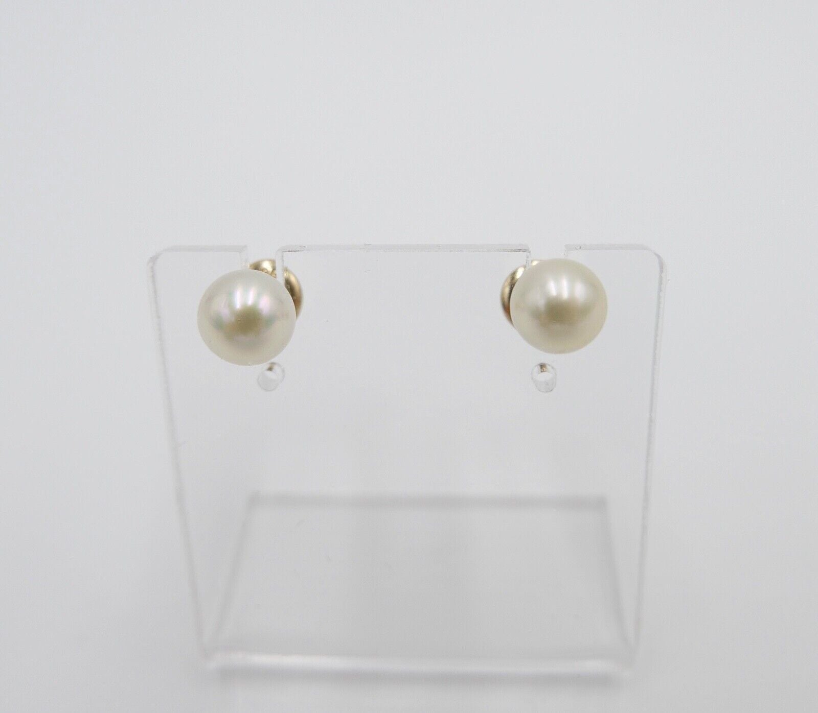 1980er Gelbgold 585 14K Perlen Ohrringe Ohrstecker Ø 6,8mm - Antikhandel-Stuttgart