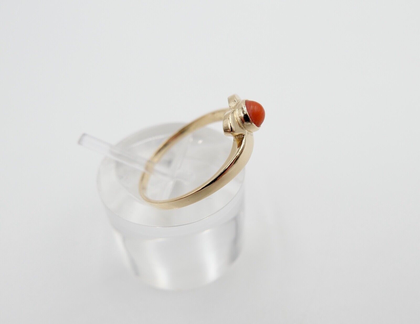 Zarter 1950er Jahre Korallen Ring Gold 583 Gr. 59 Damenring Koralle - Antikhandel-Stuttgart