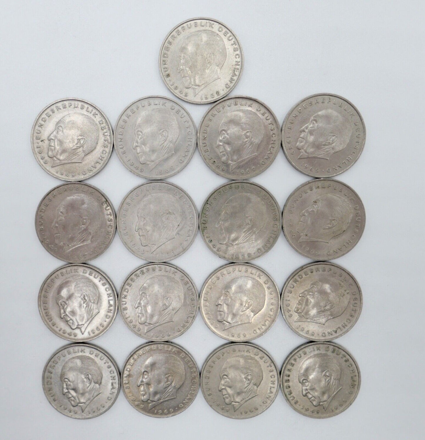 17x 2 DM Mark Konrad Adenauer 1969 - 1973 Jäger J.406 - Antikhandel-Stuttgart