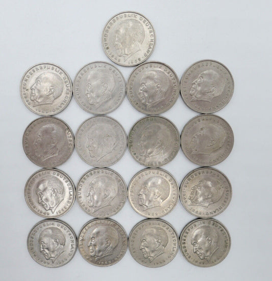 17x 2 DM Mark Konrad Adenauer 1969 - 1973 Jäger J.406 - Antikhandel-Stuttgart
