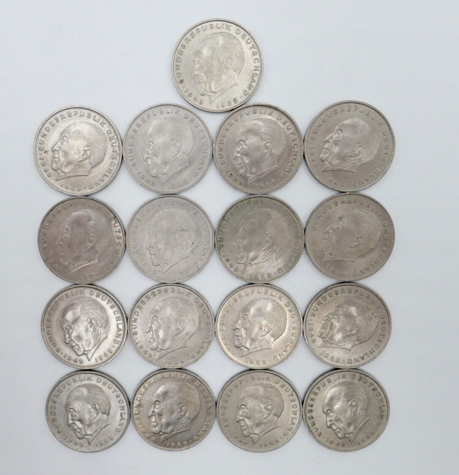 17x 2 DM Mark Konrad Adenauer 1969 - 1973 Jäger J.406 - Antikhandel-Stuttgart