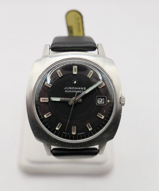 1970er Junghans Automatic Herrenuhr Cal. Eta 2472 schwarzes Zifferblatt