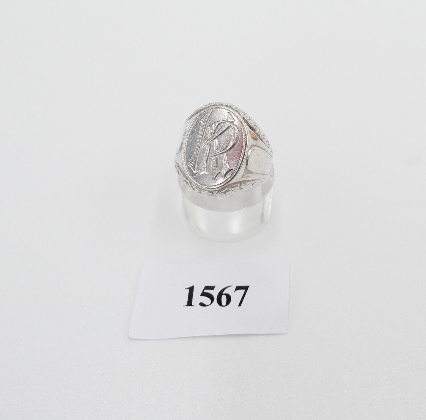 ART DECO Siegelring Monogramm KR Herrenring Ring 835 Silber Gr. 63 - Antikhandel-Stuttgart