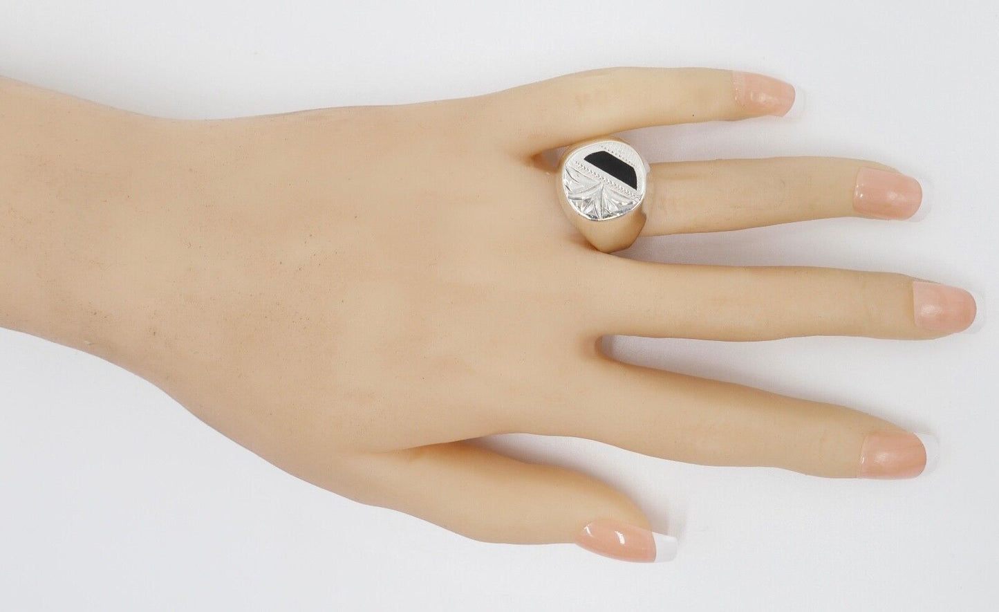 Alter Siegelring Herrenring Ring 925 Silber Gr. 66 mit Palmenmotiv & ONYX - Antikhandel-Stuttgart