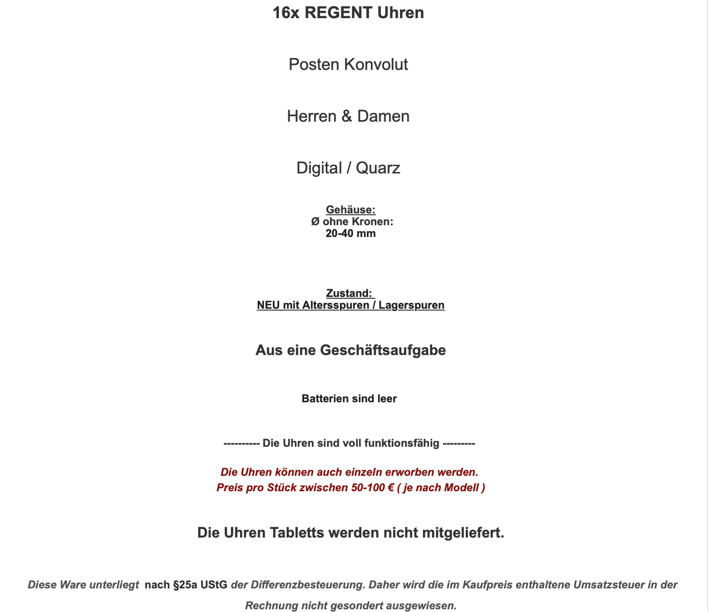 16 REGENT Uhren Posten Konvolut NEU Quarz Söhnle Herren Damen aus Ladenauflösung - Antikhandel-Stuttgart
