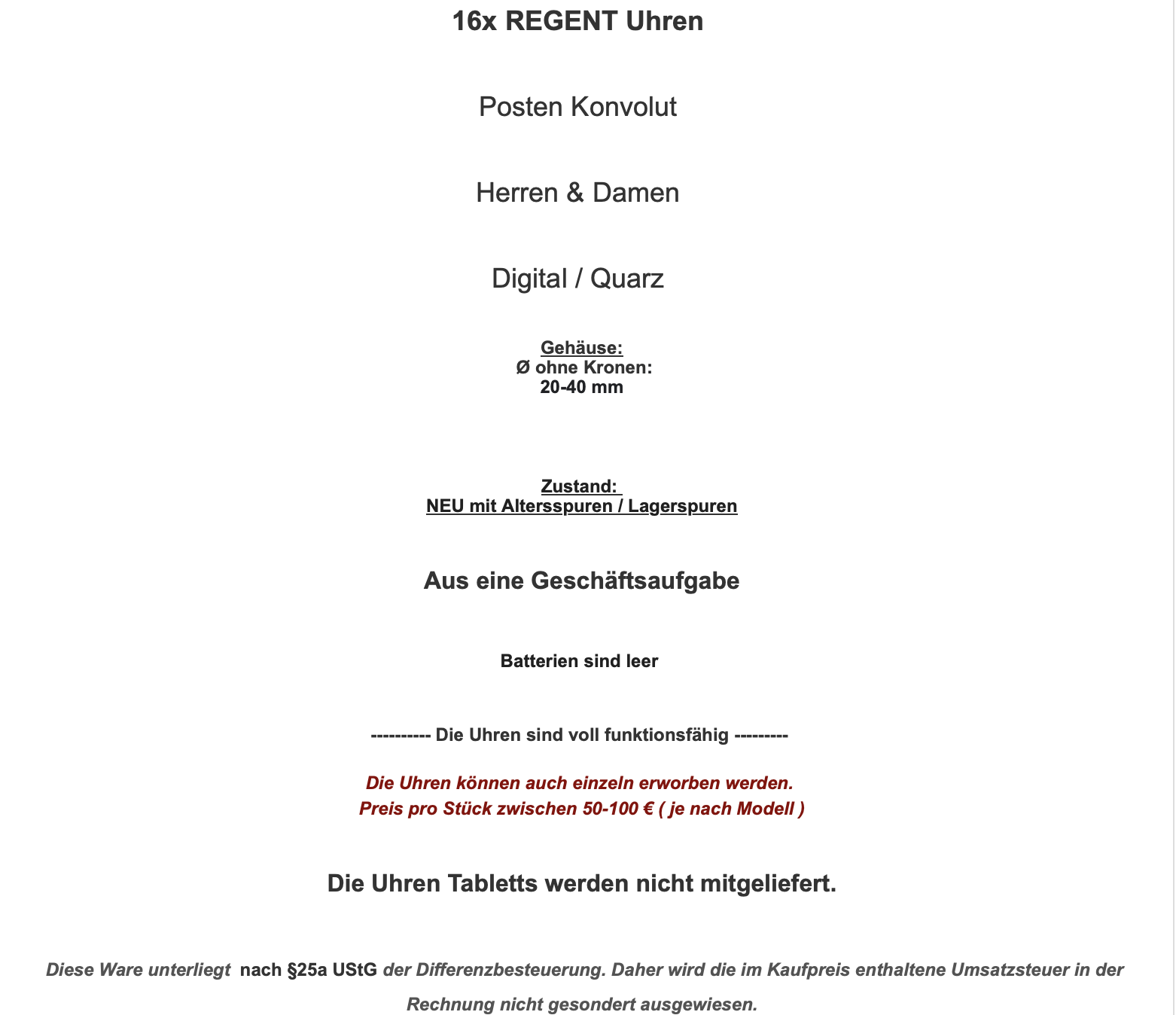 16 REGENT Uhren Posten Konvolut NEU Quarz Söhnle Herren Damen aus Ladenauflösung - Antikhandel-Stuttgart