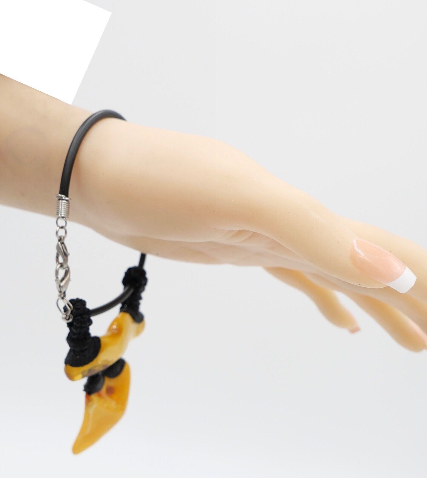 UNIKAT Bernstein butterscotch Hängearmband mit Kautschuk Band Armband - Antikhandel-Stuttgart